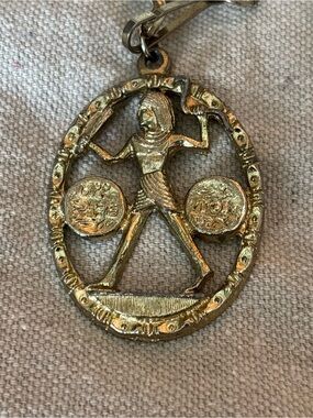 Vintage 1970s Egyptian Revival Heavy Link Hunter Medallion Chain Belt Necklace